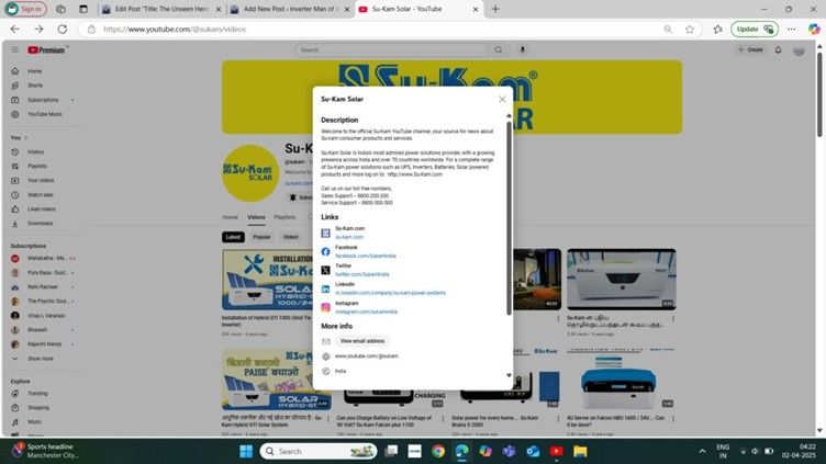 First You Tube Channel in the Solar Industry by Mr. Kunwer Sachdev founder Su-kam