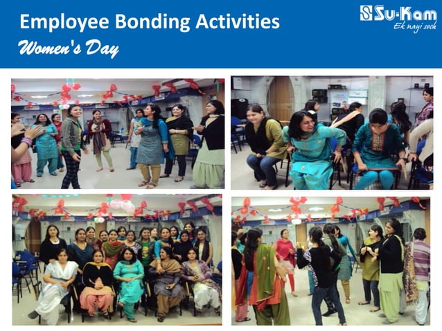 Su-Kam Women's Day celebration with women employees dancing, posing for portraits and celebrating together